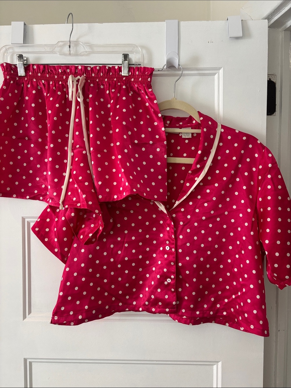Cacique Hot Pink Polka Dot Sleep Set